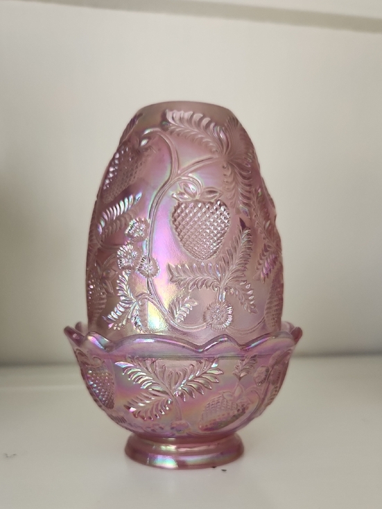 Other - Iridescent Pink "Strawberry"  Fairy Lamp — Decorative Fenton Art Glass